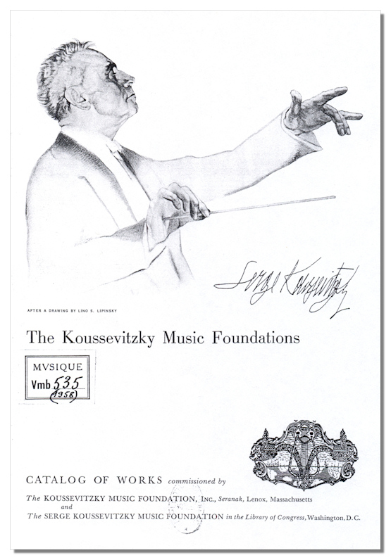 Classical Net Koussevitzky Catalog of Works Cover of 1958 Catalog